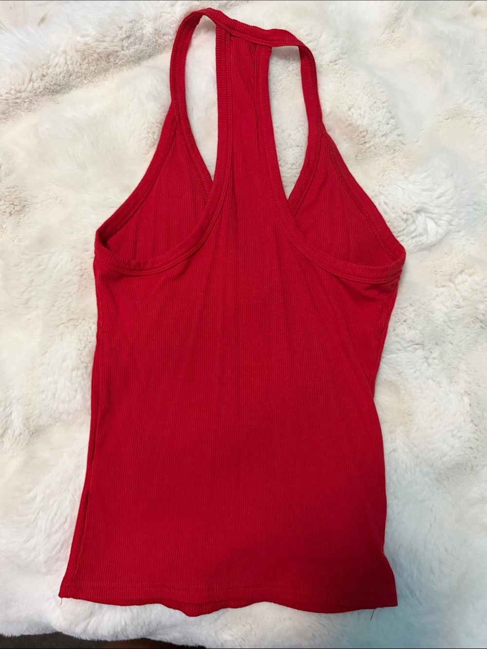 Red Ribbed V-Neck Racerback Tank Top - (Unbranded) - Picture 2 of 2